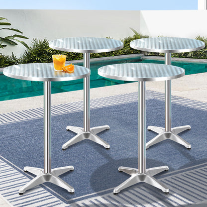 Gardeon Set of 4 Outdoor Bar Table Aluminium Round 70/110CM - Cosy Abode
