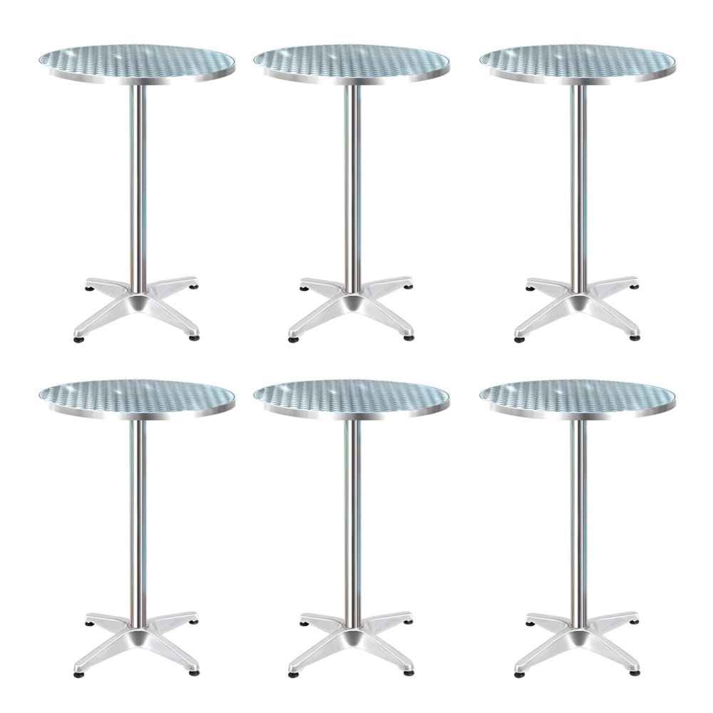 Gardeon Set of 6 Outdoor Bar Table Aluminium Round 70/110CM - Cosy Abode