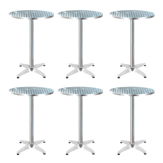 Gardeon Set of 6 Outdoor Bar Table Aluminium Round 70/110CM - Cosy Abode