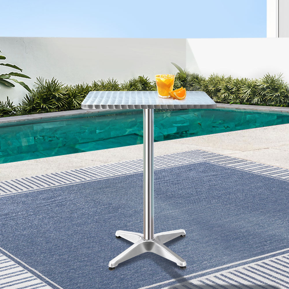 Gardeon Outdoor Bar Table Adjustable Aluminium Square 70/110cm - Cosy Abode