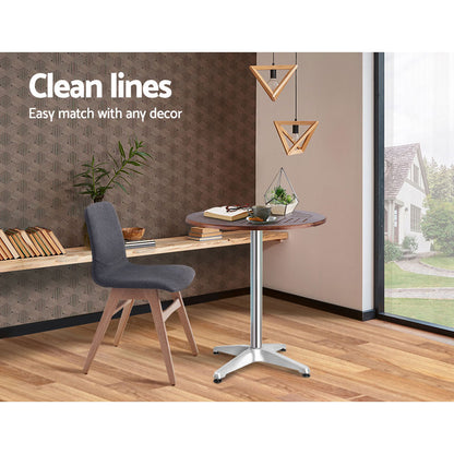 Gardeon Outdoor Bar Table Wooden Cafe Table Aluminium Pole Round - Cosy Abode