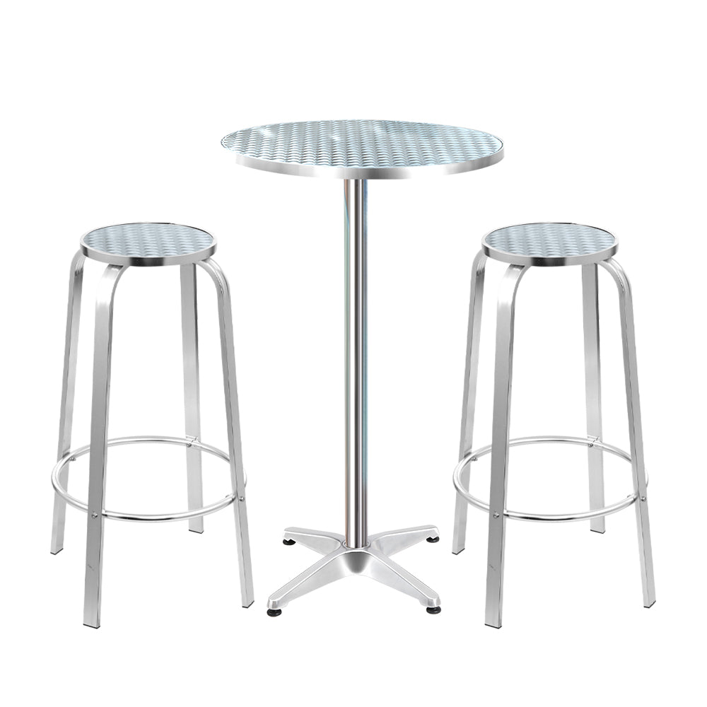 Gardeon 3-Piece Outdoor Bar Set Bistro Table Stools Adjustable Round Cafe - Cosy Abode