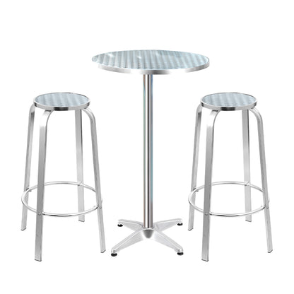 Gardeon 3-Piece Outdoor Bar Set Bistro Table Stools Adjustable Round Cafe - Cosy Abode