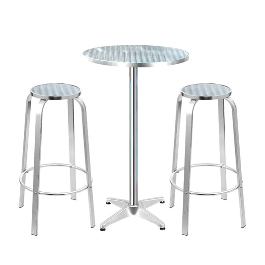 Gardeon 3-Piece Outdoor Bar Set Bistro Table Stools Adjustable Round Cafe - Cosy Abode