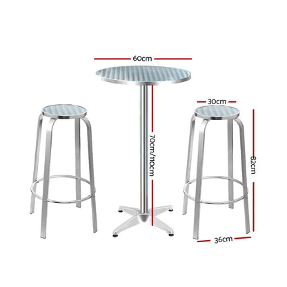 Gardeon 3-Piece Outdoor Bar Set Bistro Table Stools Adjustable Round Cafe - Cosy Abode