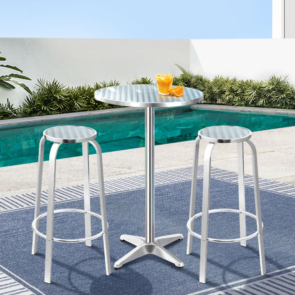 Gardeon 3-Piece Outdoor Bar Set Bistro Table Stools Adjustable Round Cafe - Cosy Abode