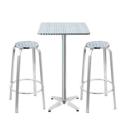 Gardeon 3-Piece Outdoor Bar Set Bistro Table Stools Adjustable Square Cafe - Cosy Abode