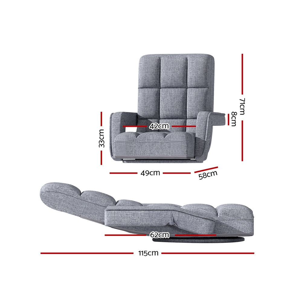 Artiss Floor Lounge Sofa Bed Swivel Grey - Cosy Abode