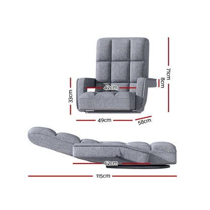 Artiss Floor Lounge Sofa Bed Swivel Grey - Cosy Abode