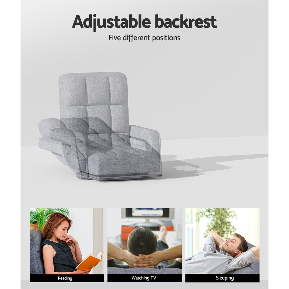 Artiss Floor Lounge Sofa Bed Swivel Grey - Cosy Abode