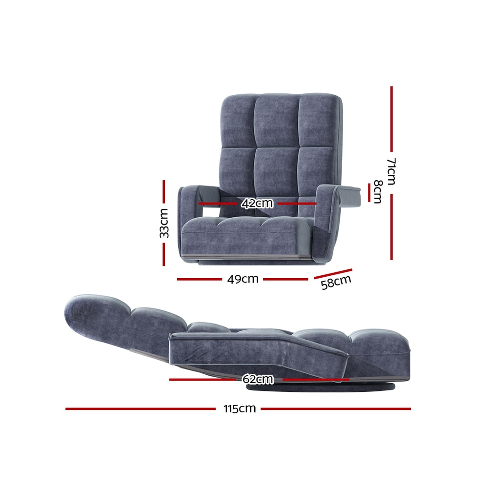 Artiss Floor Lounge Sofa Bed Swivel Charcoal - Cosy Abode