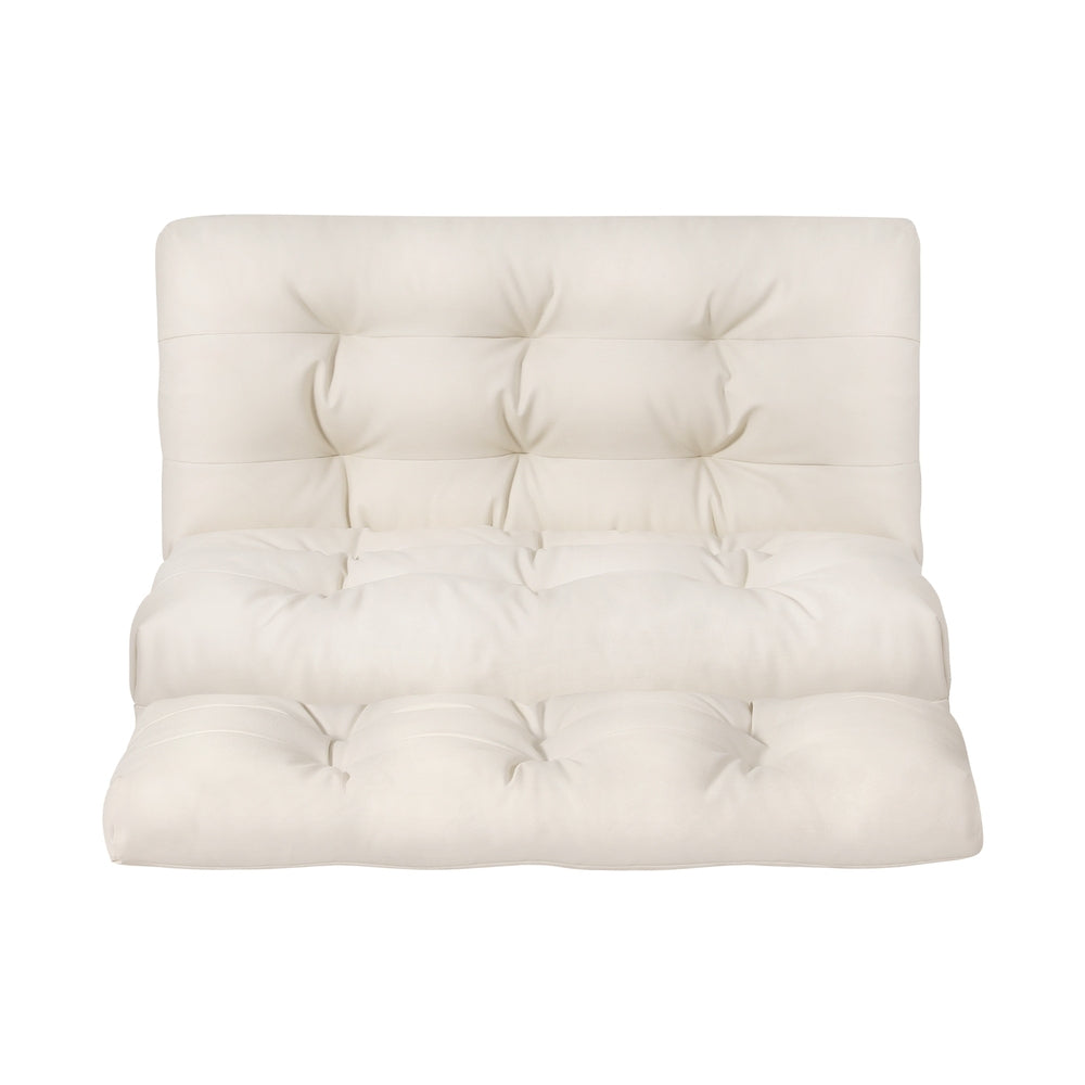 Artiss Floor Lounge Sofa Bed 2 Seater Pillow Leather White - Cosy Abode