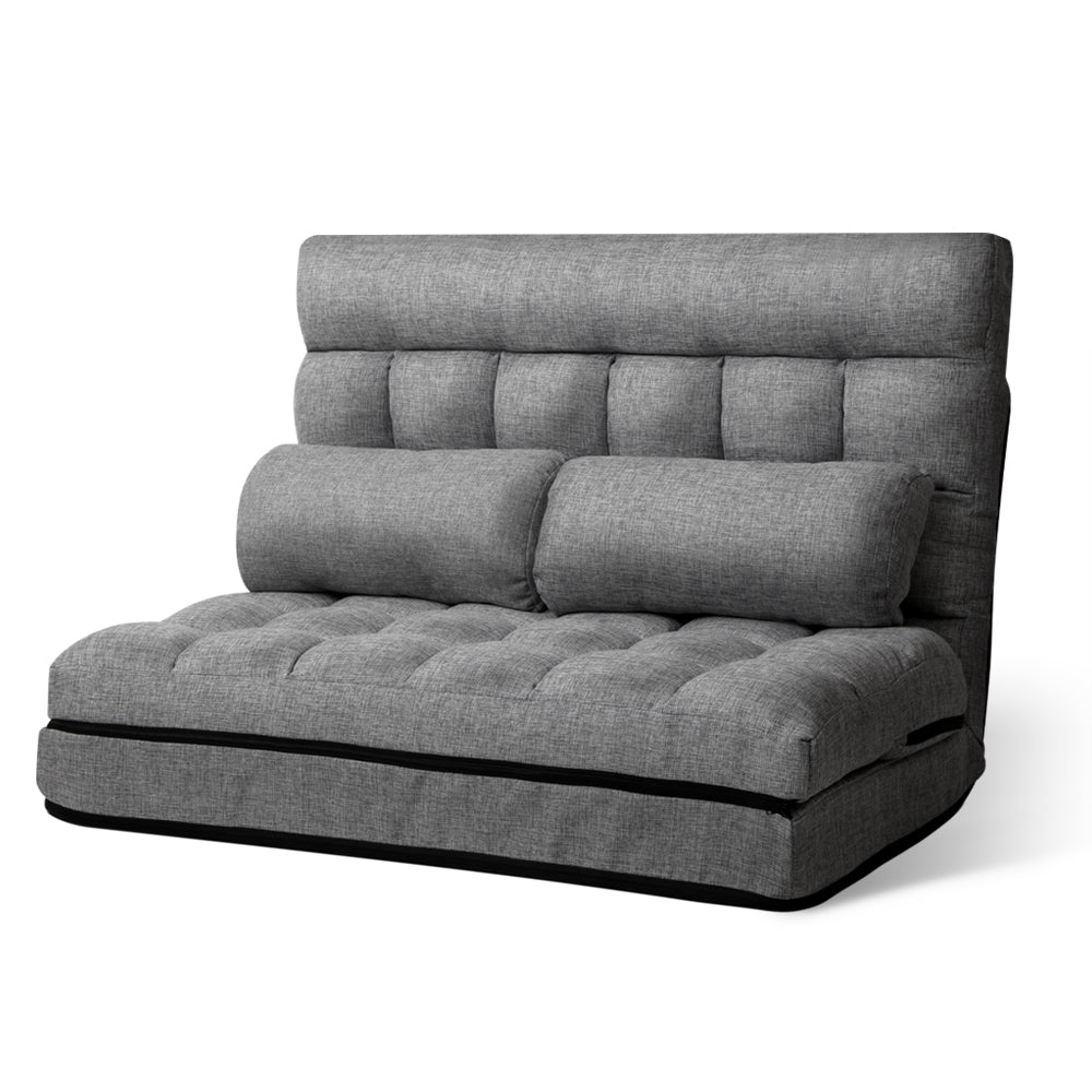 Artiss Lounge Sofa Bed 2-seater Grey Fabric - Cosy Abode