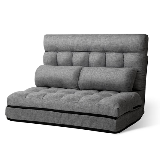 Artiss Lounge Sofa Bed 2-seater Grey Fabric - Cosy Abode