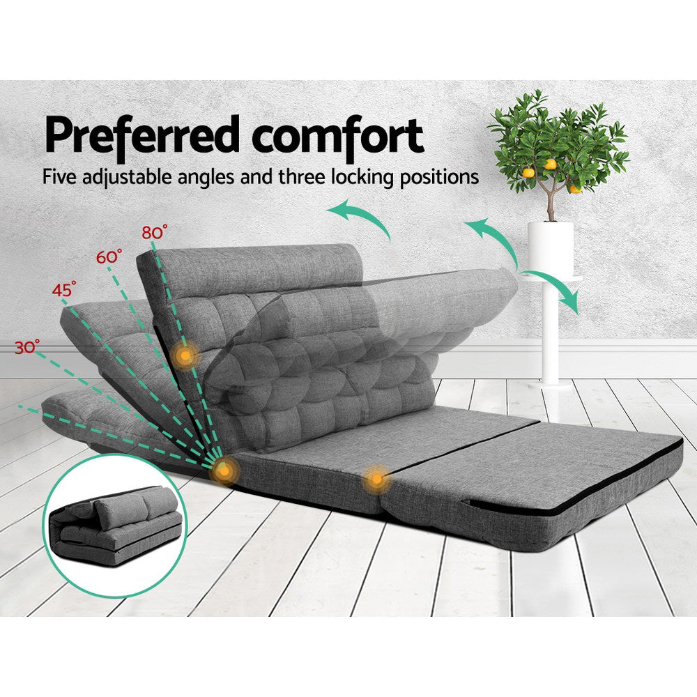 Artiss Lounge Sofa Bed 2-seater Grey Fabric - Cosy Abode