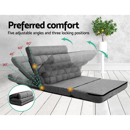 Artiss Lounge Sofa Bed 2-seater Grey Fabric - Cosy Abode
