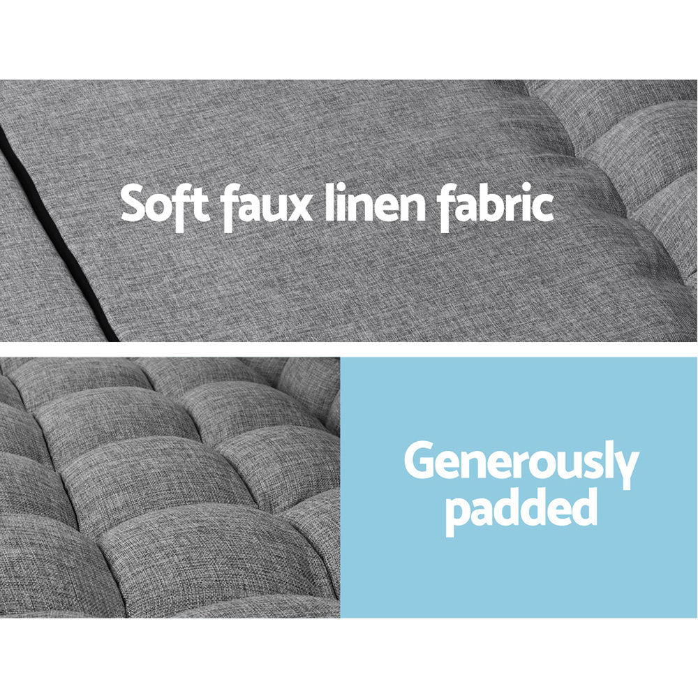 Artiss Lounge Sofa Bed 2-seater Grey Fabric - Cosy Abode