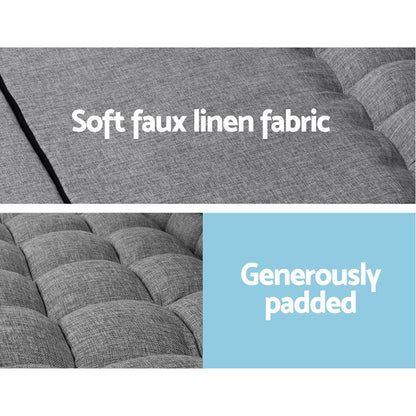 Artiss Lounge Sofa Bed 2-seater Grey Fabric - Cosy Abode