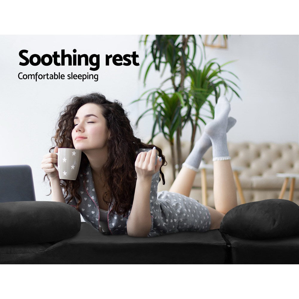 Artiss Lounge Sofa Bed 2-seater Charcoal Suede - Cosy Abode