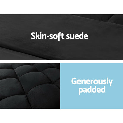 Artiss Lounge Sofa Bed 2-seater Charcoal Suede - Cosy Abode