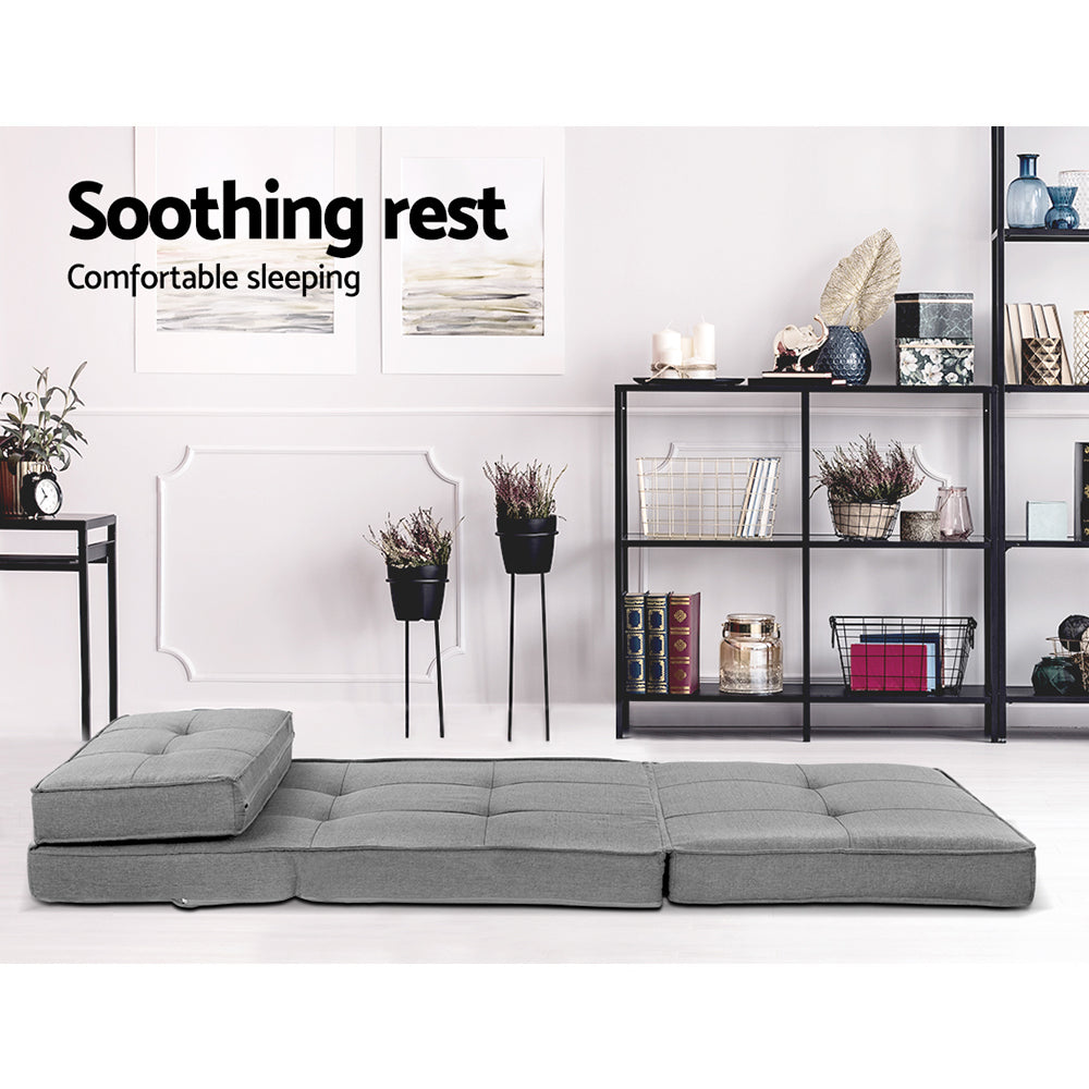 Artiss Floor Lounge Single Sofa Bed Grey Fabric - Cosy Abode