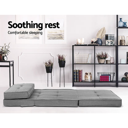 Artiss Floor Lounge Single Sofa Bed Grey Fabric - Cosy Abode