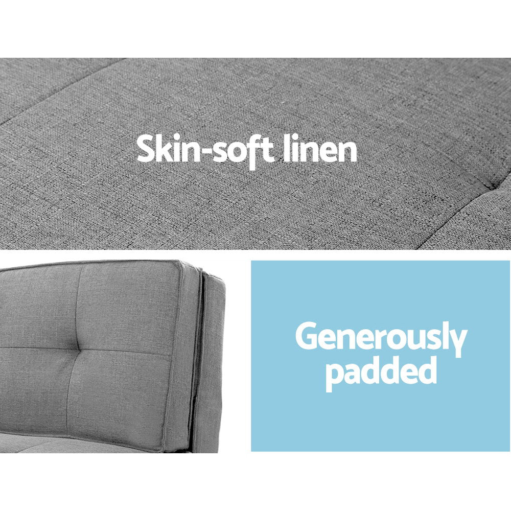 Artiss Floor Lounge Single Sofa Bed Grey Fabric - Cosy Abode