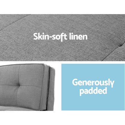 Artiss Floor Lounge Single Sofa Bed Grey Fabric - Cosy Abode