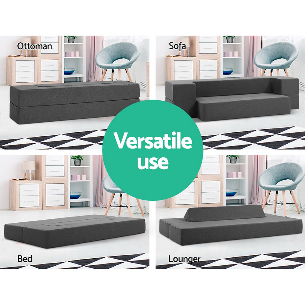 Giselle Bedding Foldable Mattress Folding Foam Sofa Bed Chair Grey - Cosy Abode