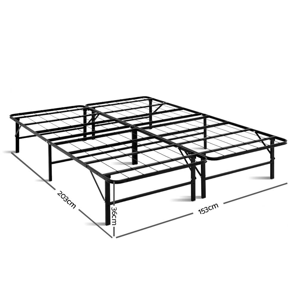 Artiss Folding Bed Frame Metal Base - Queen - Cosy Abode