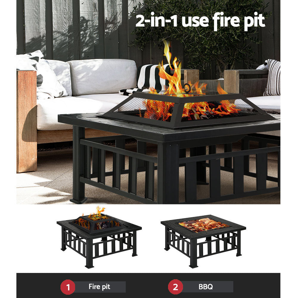 Grillz Fire Pit BBQ Grill 2-In-1 Table - Cosy Abode