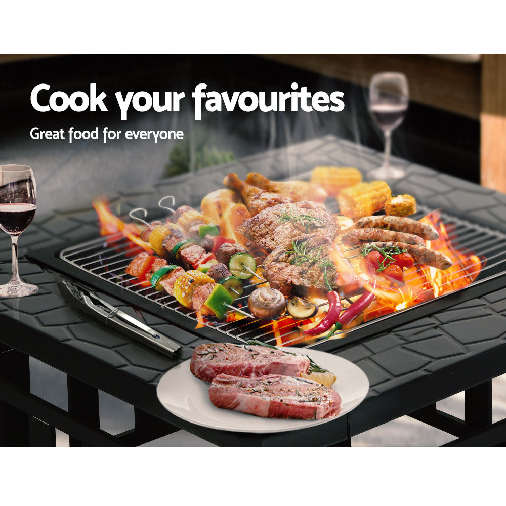 Grillz Fire Pit BBQ Grill 2-In-1 Table - Cosy Abode