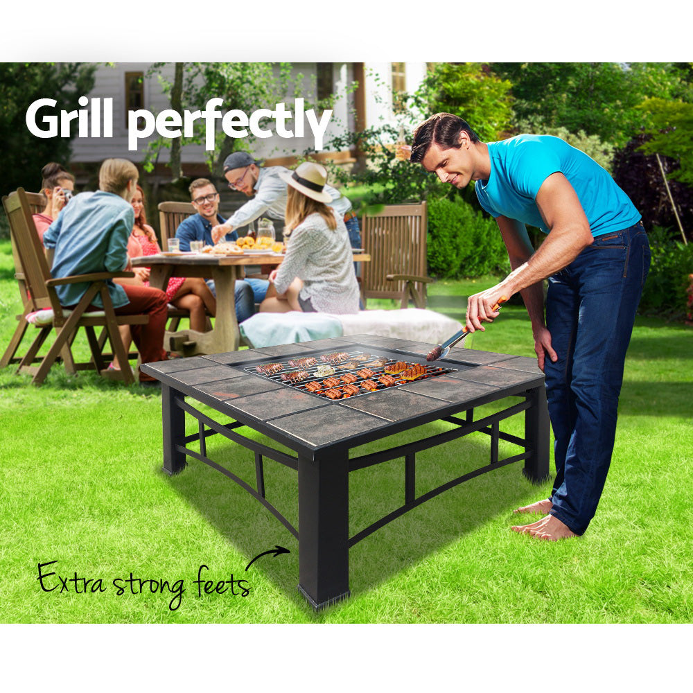 Grillz Fire Pit BBQ Grill Ice Bucket 4-In-1 Table - Cosy Abode
