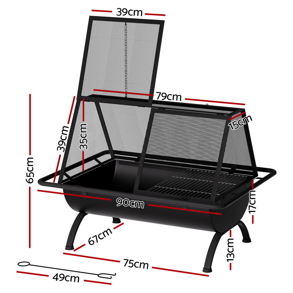 Grillz Fire Pit BBQ Grill Outdoor Fireplace Steel - Cosy Abode