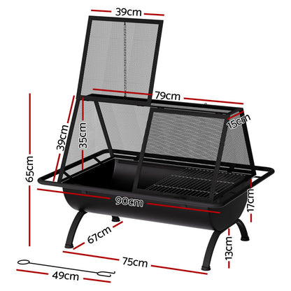 Grillz Fire Pit BBQ Grill Outdoor Fireplace Steel - Cosy Abode
