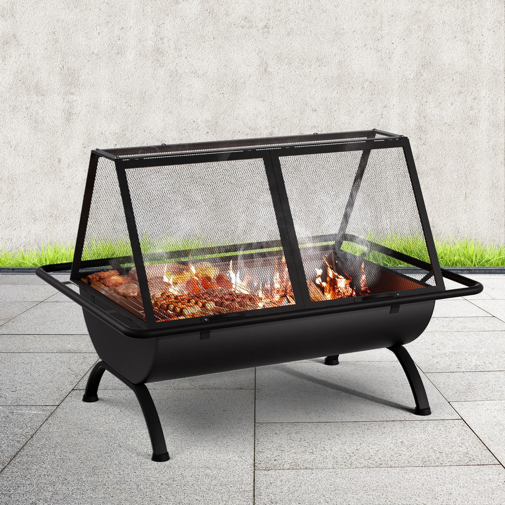 Grillz Fire Pit BBQ Grill Outdoor Fireplace Steel - Cosy Abode