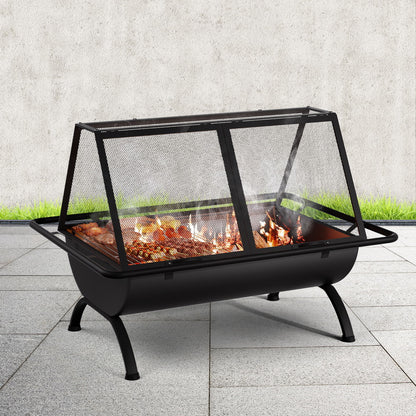 Grillz Fire Pit BBQ Grill Outdoor Fireplace Steel - Cosy Abode