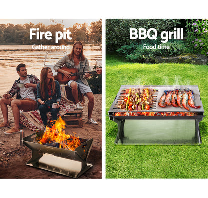 Grillz Fire Pit BBQ Grill Steel - Cosy Abode