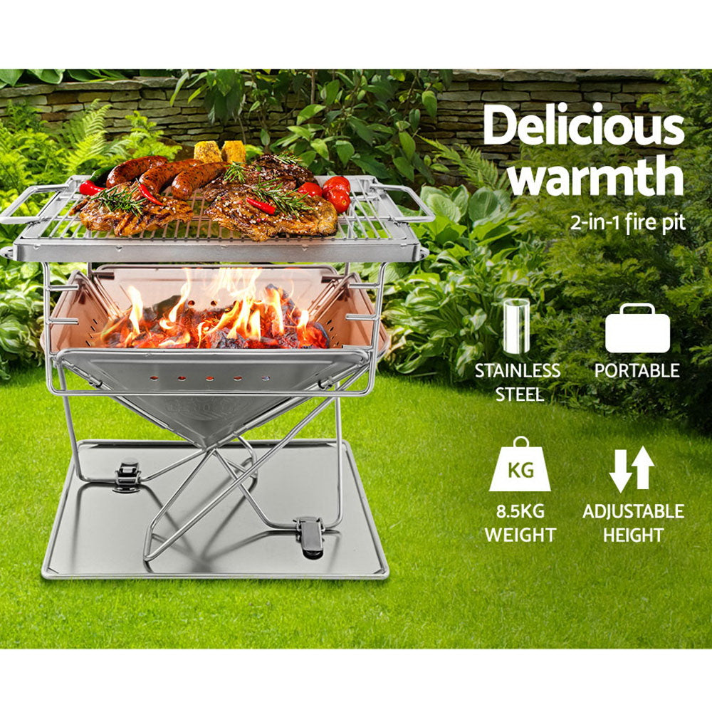 Grillz Fire Pit BBQ Grill with Carry Bag Camping - Cosy Abode