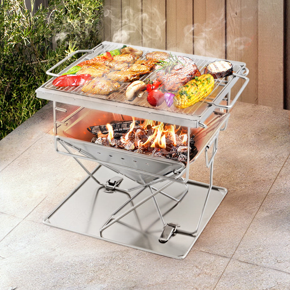 Grillz Fire Pit BBQ Grill with Carry Bag Camping - Cosy Abode