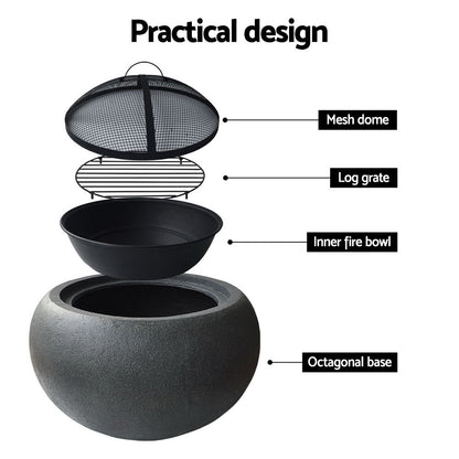 Grillz Fire Pit Bowl Black 61cm - Cosy Abode