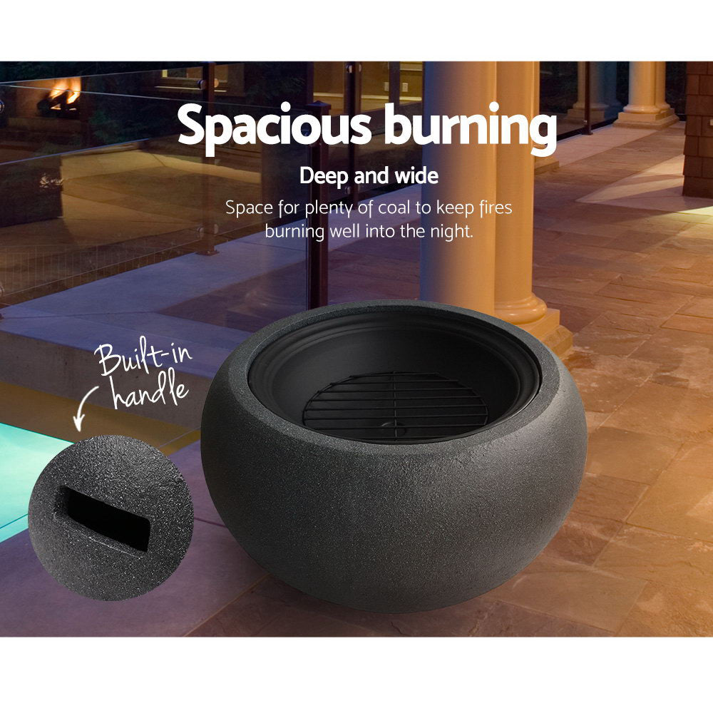 Grillz Fire Pit Bowl Black 61cm - Cosy Abode
