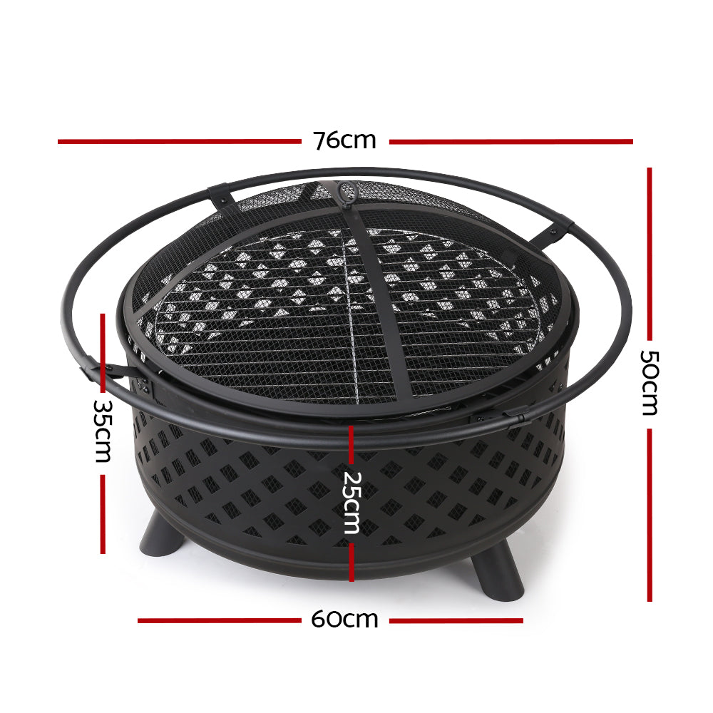 Grillz Fire Pit BBQ Grill 76cm - Cosy Abode