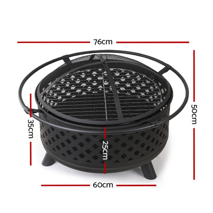 Grillz Fire Pit BBQ Grill 76cm - Cosy Abode