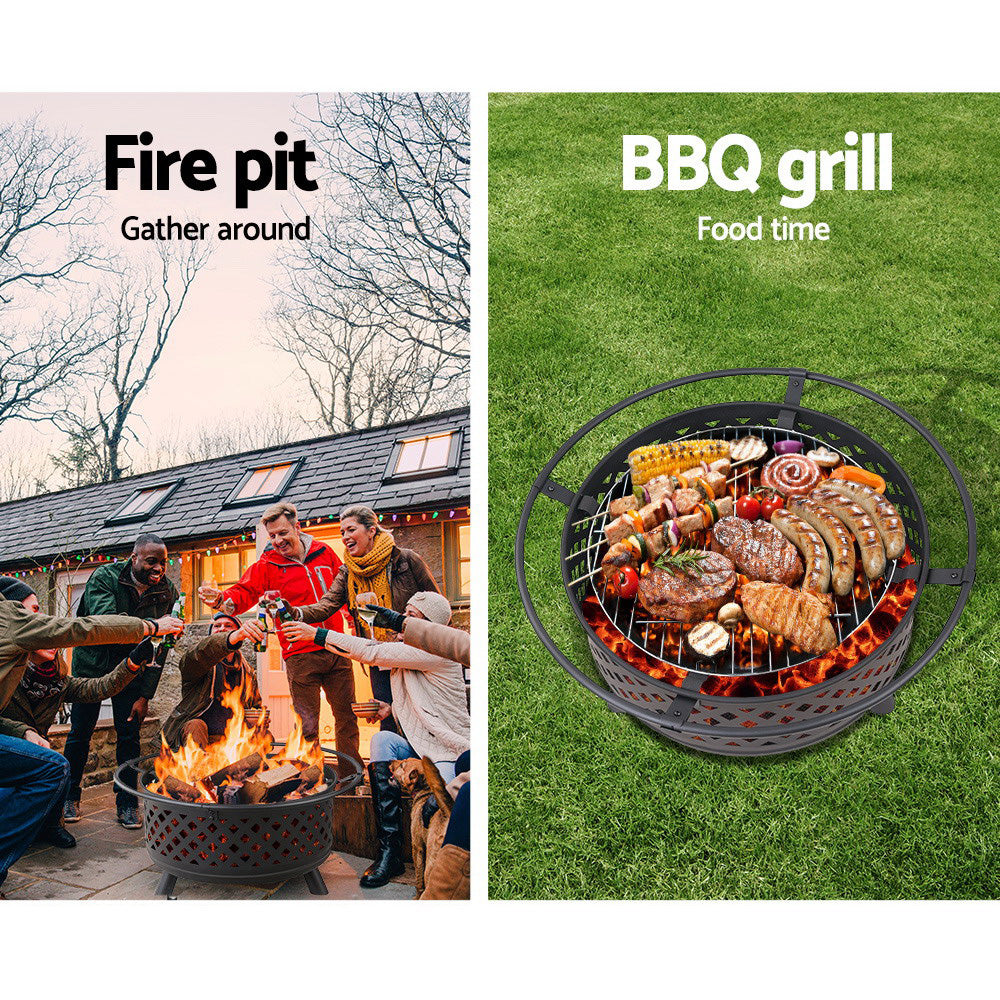 Grillz Fire Pit BBQ Grill 76cm - Cosy Abode