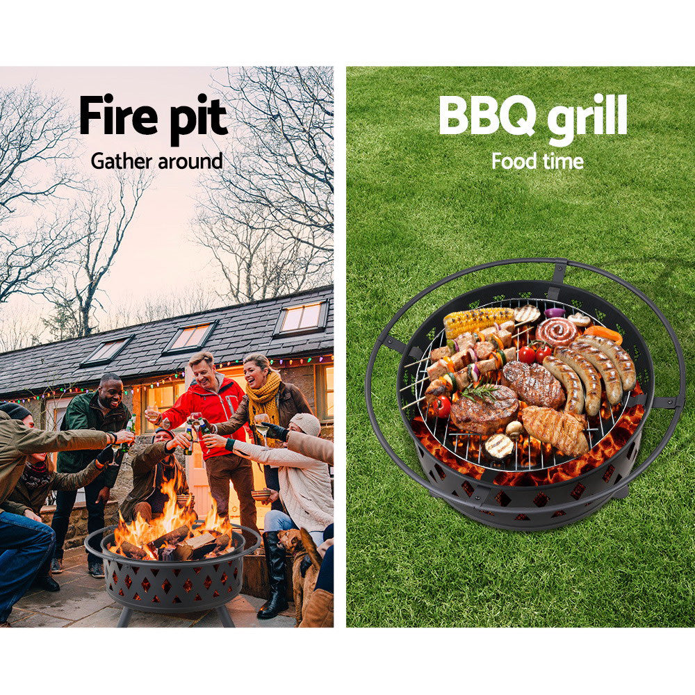 Grillz Fire Pit BBQ Grill 82cm - Cosy Abode