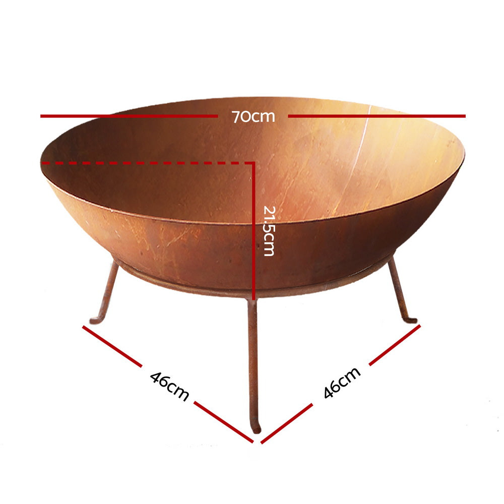 Grillz Fire Pit Cast Iron Rustic 70cm - Cosy Abode