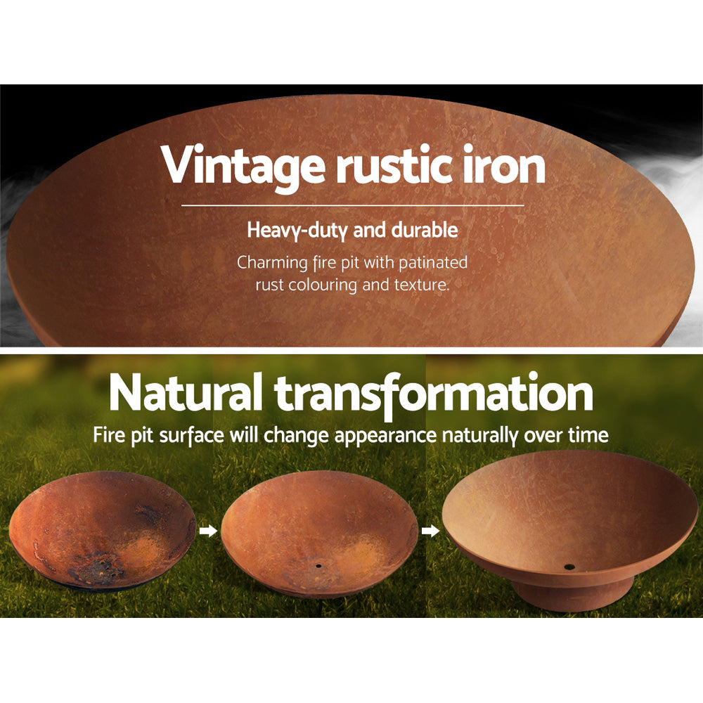 Grillz Fire Pit Bowl Cast Iron Rustic 70cm - Cosy Abode