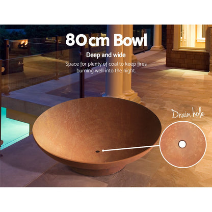 Grillz Fire Pit Bowl Cast Iron Rustic 80cm - Cosy Abode