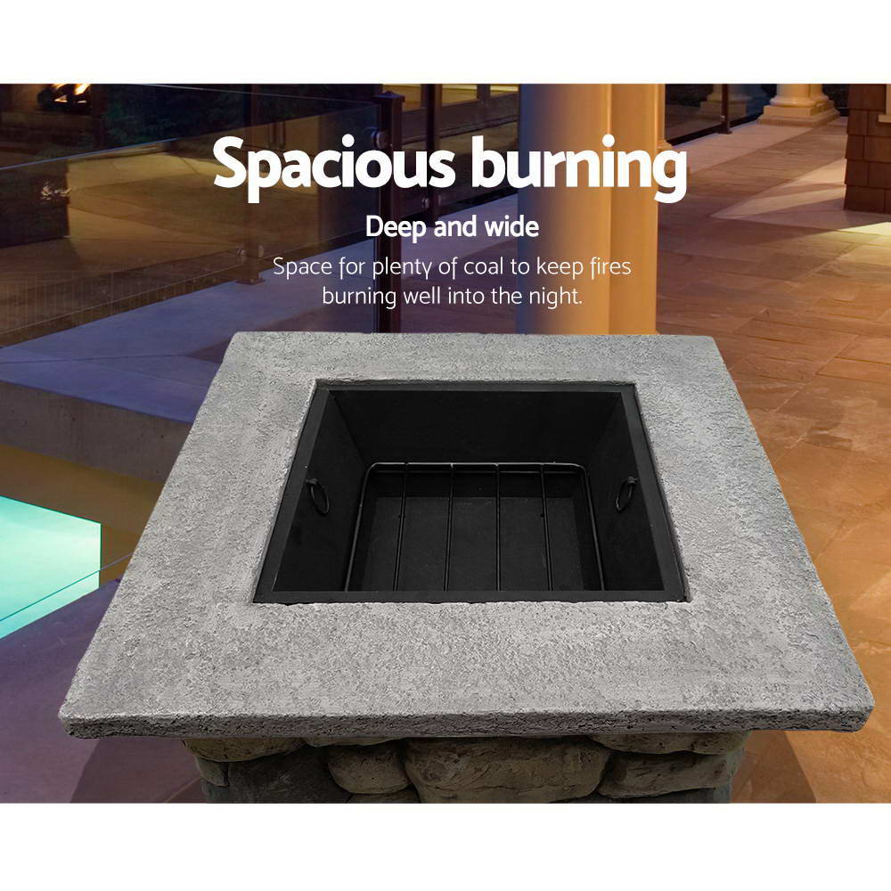 Grillz Fire Pit Table Square 55cm - Cosy Abode